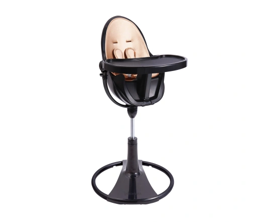 Стульчик для кормления Bloom Fresco Black в комплекте с вкладышами из экокожи - Rose Gold
