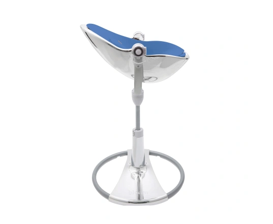 Стульчик для кормления Bloom Fresco Silver в комплекте с вкладышами из экокожи - Riviera blue