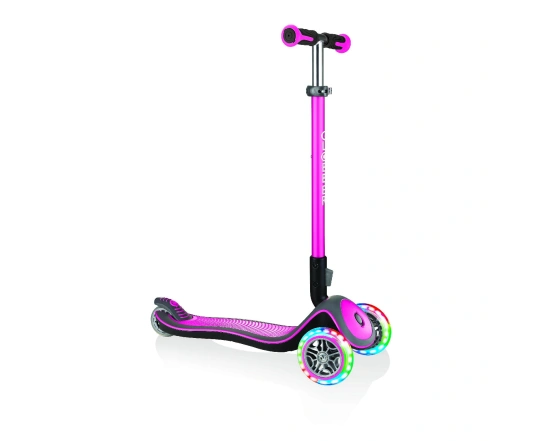 Самокат GLOBBER серії ELITE DELUXE рожевий, колеса з підсвіткою, 50кг, 3+, 3 колеса