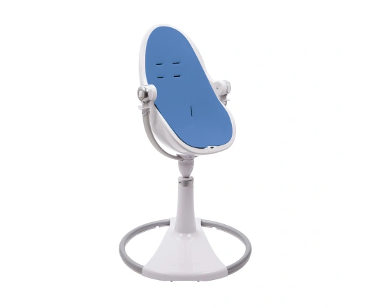 Стульчик для кормления Bloom Fresco White в комплекте с вкладышами из экокожи - Riviera blue