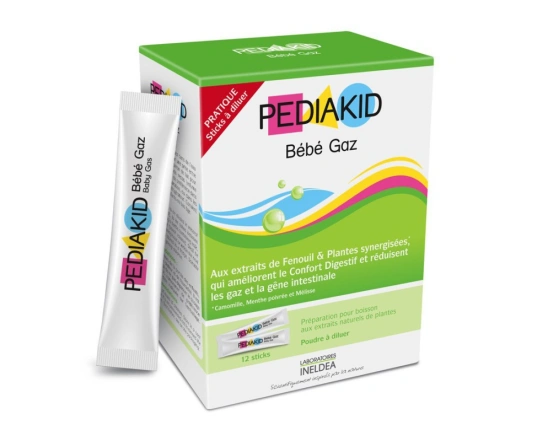 Натуральні стіки для зняття здуття живота PEDIAKID BEBE GAZ упаковка 12 стіків