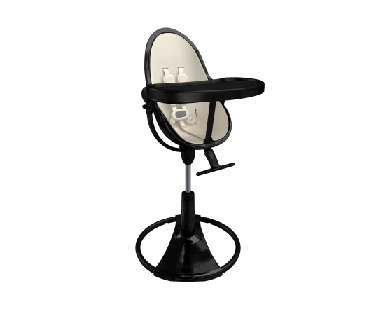Стульчик для кормления Bloom Fresco Black в комплекте с вкладышами из экокожи - Coconut white
