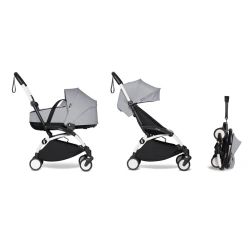 Универсальная коляска 2 в 1 Stokke YOYO³ + люлька Bassinet BABYZEN Stone (шасси White) - изображение