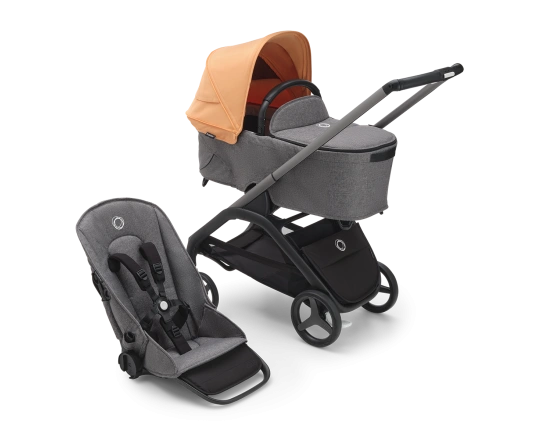 Универсальная коляска 2в1 Bugaboo DRAGONFLY - grafite/grey melange island coral
