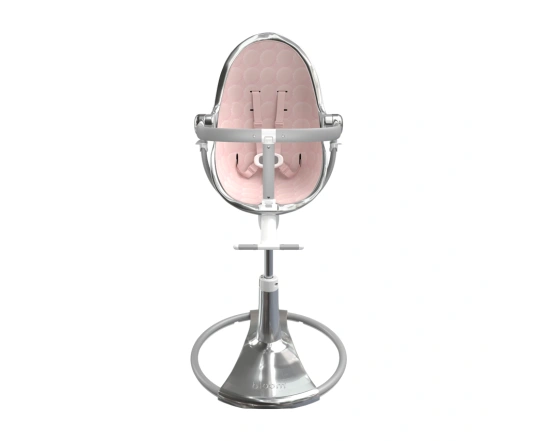 Стульчик для кормления Bloom Fresco Silver в комплекте с хлопковыми вкладышами - Blush pink