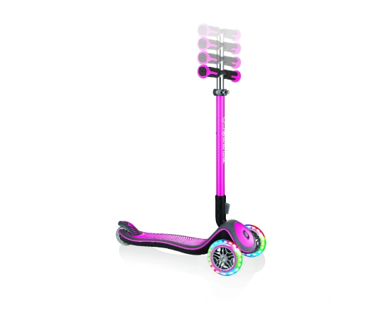 Самокат GLOBBER серії ELITE DELUXE рожевий, колеса з підсвіткою, 50кг, 3+, 3 колеса