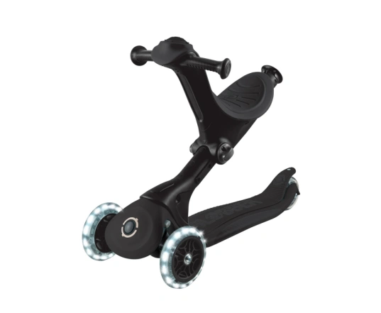 Самокат GLOBBER серии GO UP DELUXE LIGHTS 5в1 чорний, колеса светятся 20/50кг