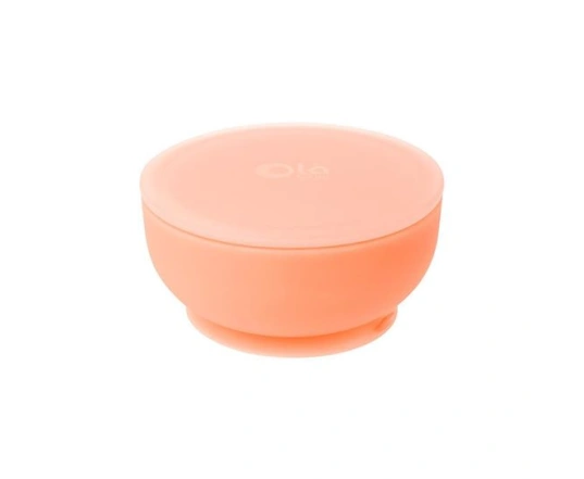 Силиконовая мисочка на присоске с крышкой Olababy Coral