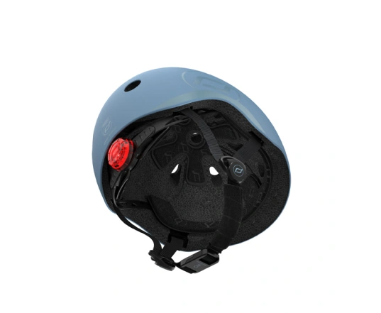 Шолом захисний дитячий Scoot and Ride, сіро-синій, з ліхтариком, 45-51см