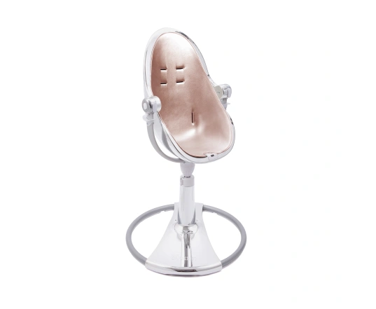 Стульчик для кормления Bloom Fresco Silver в комплекте с вкладышами из экокожи - Rose Gold
