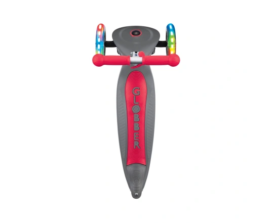 Самокат GLOBBER серії PRIMO FOLDABLE LIGHTS, сіро-червоний, колеса з підсвіткою, 50кг, 3+