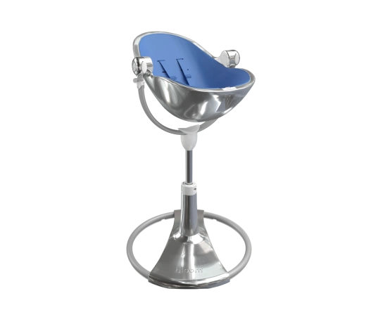 Стульчик для кормления Bloom Fresco Silver в комплекте с вкладышами из экокожи - Riviera blue