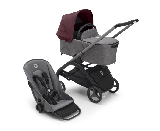 Универсальная коляска 2в1 Bugaboo DRAGONFLY - grafite/grey melange dark cherry