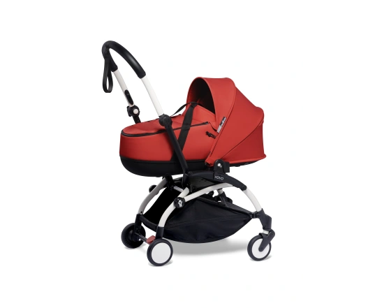 Універсальна коляска Stokke YOYO³ + люлька Bassinet  BABYZEN Red (шасі White)