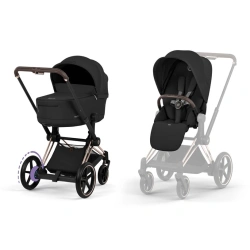 Коляска 2 в 1 Cybex ePRIAM Comfort Collection 5.0  - sepia black (шасси Rose Gold) - изображение