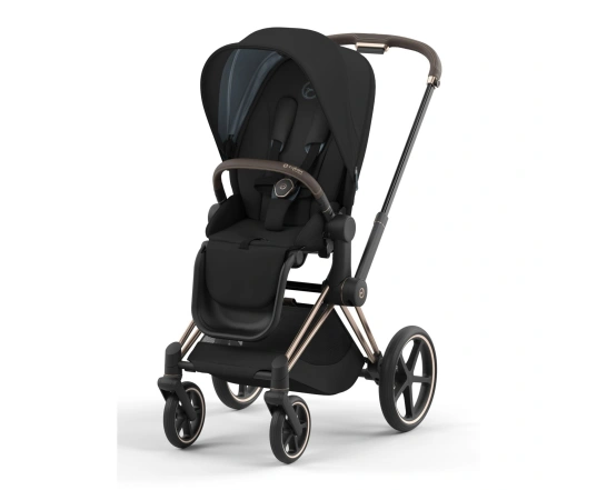 Коляска Cybex Priam 2 в 1 - люлька Cozy Beige + прогулка Sepia Black + шасси Rose Gold