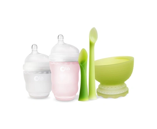 Подарочный набор силиконовых приборов для кормления Olababy Rose