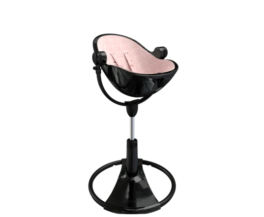 Стульчик для кормления Bloom Fresco Black в комплекте с хлопковыми вкладышами - Blush pink