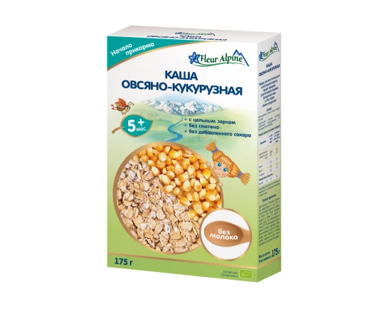Дитяча безмолочна каша Fleur Alpine ORGANIC «Вівсяно-Кукурудзяна», 175г.