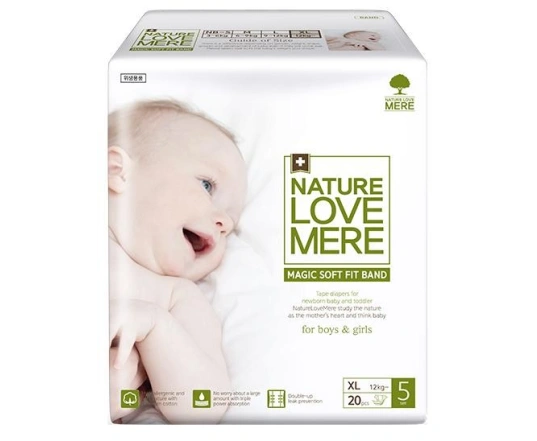 Підгузки дитячі NatureLoveMere, серія MAGIC SOFT FIT BAND, розмір XL (12+ kg) 20шт