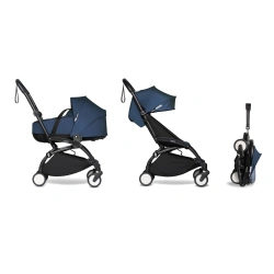 Универсальная коляска 2 в 1 Stokke YOYO³ + люлька Bassinet BABYZEN Navy Blue/AF Airfrance(шасси Black) - изображение
