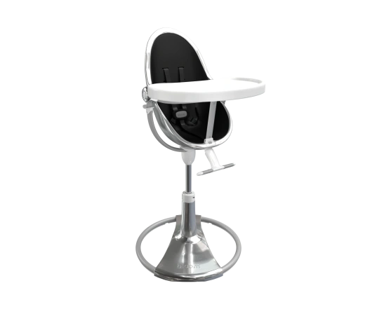 Стульчик для кормления Bloom Fresco Silver в комплекте с вкладышами из экокожи - Midnight black