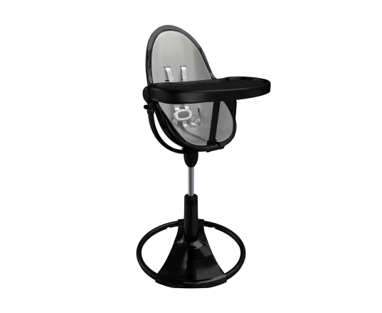 Стульчик для кормления Bloom Fresco Black в комплекте с вкладышами из экокожи - Lunar silver