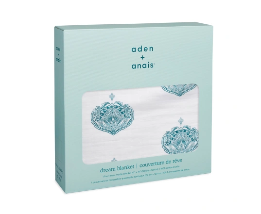 Ковдра з бавовняного мусліну ADEN+ANAIS Paisley - teal (120*120см)