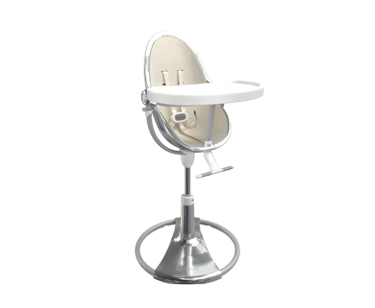 Стульчик для кормления Bloom Fresco Silver в комплекте с вкладышами из экокожи - Coconut white