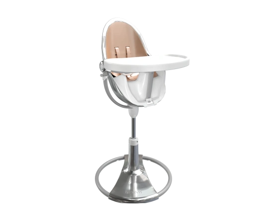 Стульчик для кормления Bloom Fresco Silver в комплекте с вкладышами из экокожи - Rose Gold