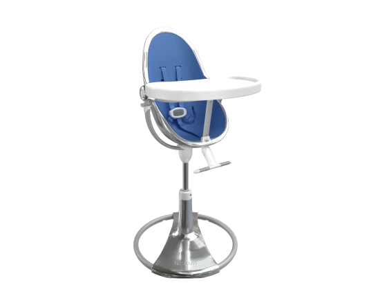 Стульчик для кормления Bloom Fresco Silver в комплекте с вкладышами из экокожи - Riviera blue