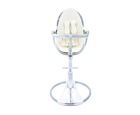 Стульчик для кормления Bloom Fresco Silver в комплекте с вкладышами из экокожи - Coconut white