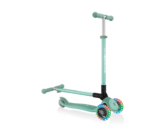 Самокат GLOBBER серії PRIMO FOLDABLE PLUS LIGHTS, м'ятний, колеса з підсвіткою, 50кг, 3+