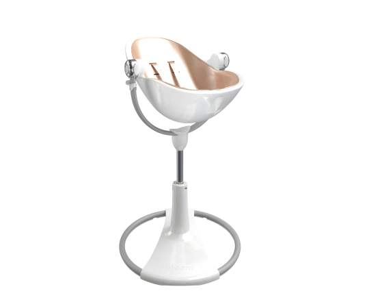 Стульчик для кормления Bloom Fresco White в комплекте с вкладышами из экокожи - Rose Gold