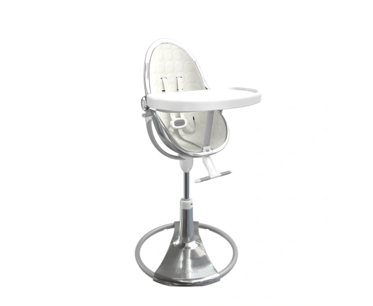 Стульчик для кормления Bloom Fresco Silver в комплекте с хлопковыми вкладышами - Coconut white
