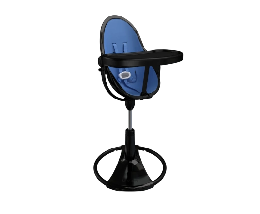 Стульчик для кормления Bloom Fresco Black в комплекте с вкладышами из экокожи - Riviera blue
