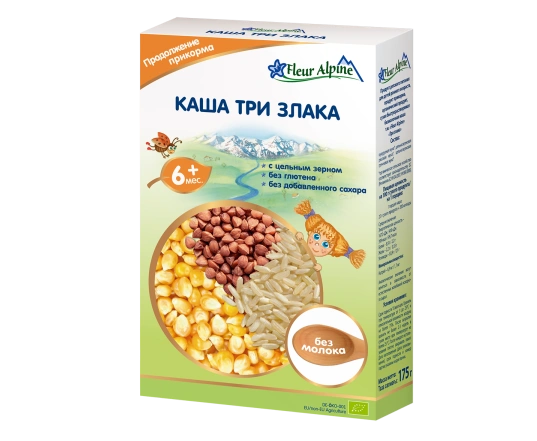 Безмолочна каша Fleur Alpine - 3 злаки 175г.