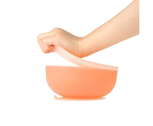 Силиконовая мисочка на присоске с крышкой Olababy Coral