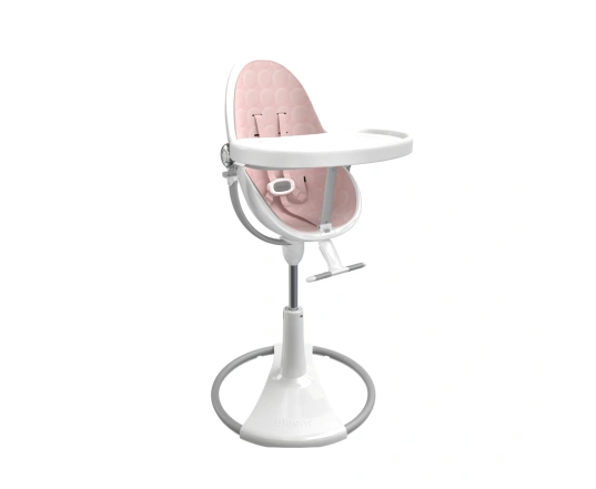 Стульчик для кормления Bloom Fresco White в комплекте с хлопковыми вкладышами - Blush pink