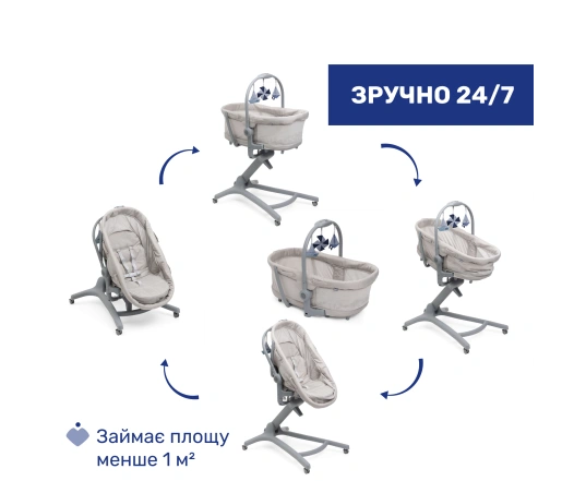 Ліжечко-стільчик 5 в 1 Baby Hug Pro Chicco Беж
