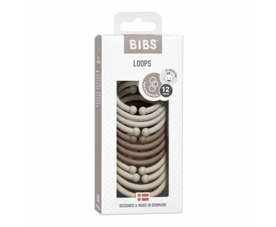 Іграшки - прорізувачі BIBS Loops 12 PACK Sand/Dark Oak/Vanilla
