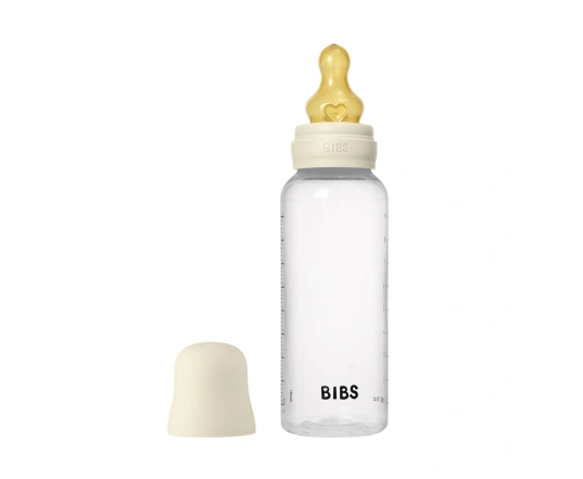 Пляшечка для годування BIBS Baby Round Silicone 270 мл середній потік Ivory