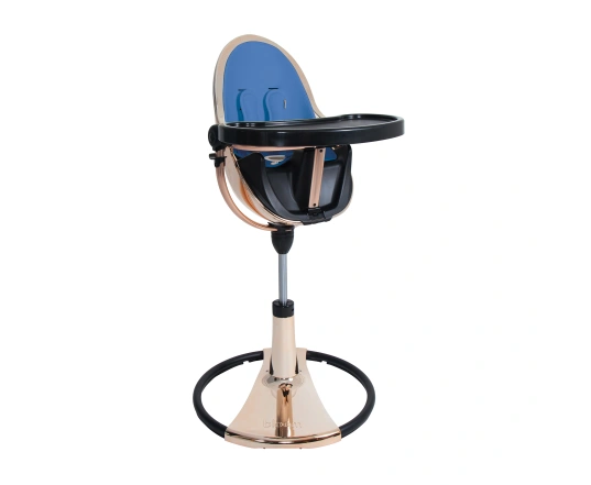 Стільчик для годування Bloom Fresco Rose Gold в комплекті із вставками з екошкіри  - Riviera blue