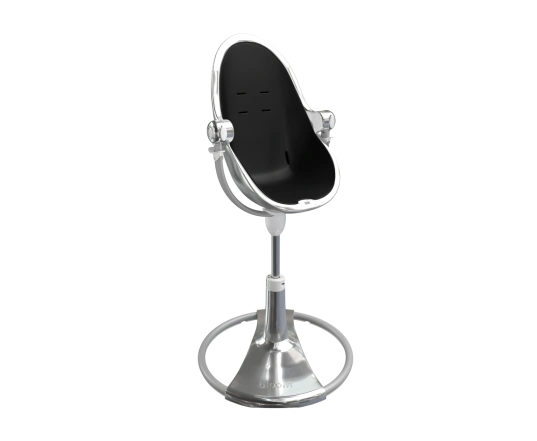 Стульчик для кормления Bloom Fresco Silver в комплекте с вкладышами из экокожи - Midnight black