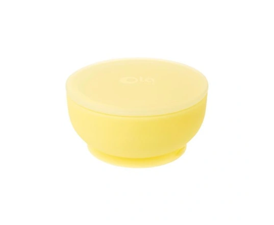 Силиконовая мисочка на присоске с крышкой Olababy Lemon