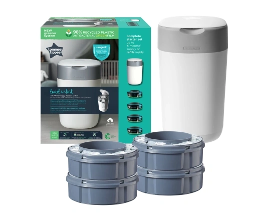 Комплект накопичувач підгузників Tommee Tippee Twist & Click Білий + 4 змінні касети