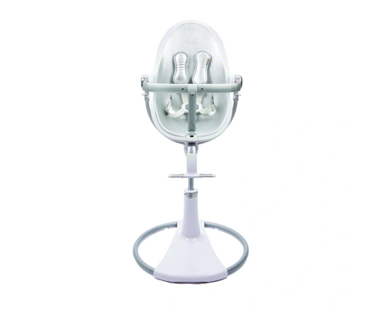 Стульчик для кормления Bloom Fresco White в комплекте с вкладышами из экокожи - Lunar silver