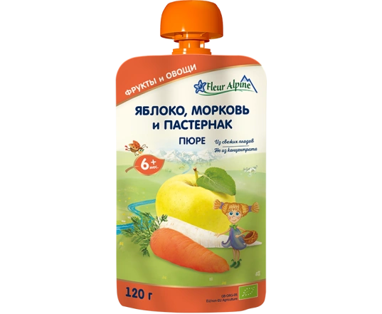 Пюре Fleur Alpine - Яблоко, мороковь и пастернак 120г.