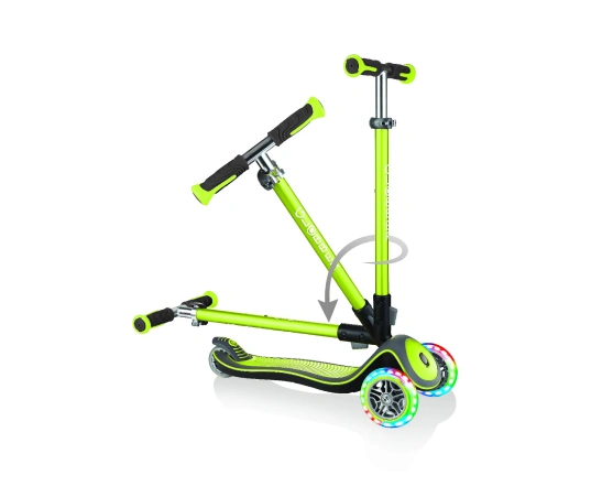 Самокат GLOBBER серії ELITE DELUXE зелений, колеса з підсвіткою, 50кг, 3+, 3 колеса