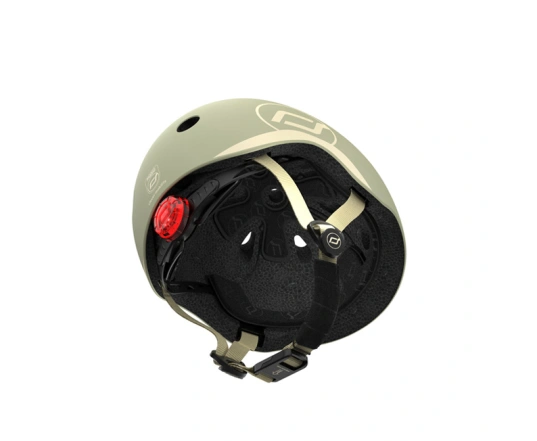 Шолом захисний дитячий Scoot and Ride, оливковий, з ліхтариком, 45-51см